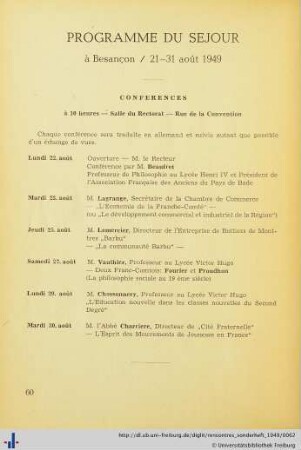 Programme Du Sejour