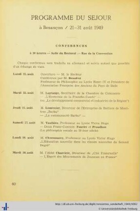 Programme Du Sejour