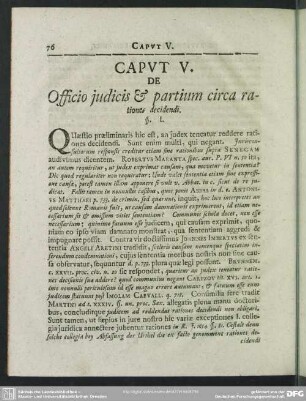Caput V. De Officio iudicis & partium circa rationes decidendi