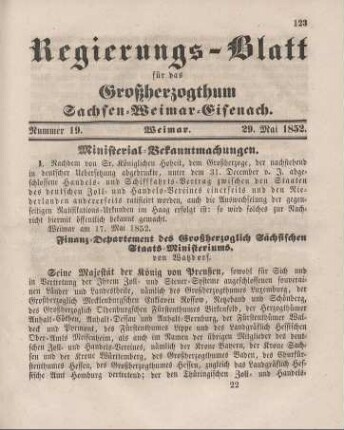Nr. 19 : 29. Mai 1852