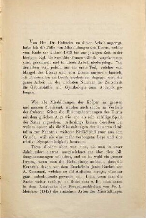 Missbildungen des Uterus : Inaug. Diss.