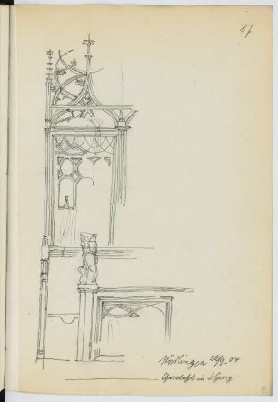 Stadtpfarrkirche Sankt Georg, Nördlingen: Seitenansicht Chorgestühl (aus: Skizzen- und Fotoalbum 24)