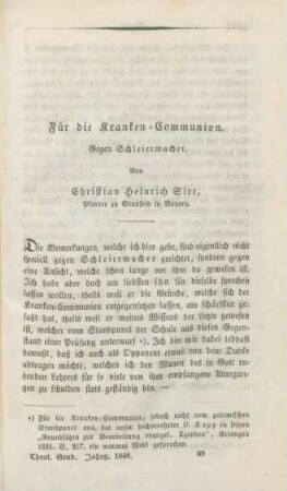1041-1051 Für die Kranken-Communion : gegen Schleiermacher