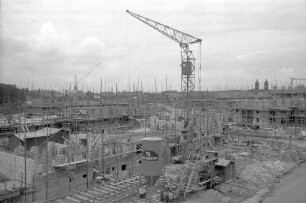 Großbaustelle "Mühlburger Feld" zur Verwirklichung des Wohnungsbauprogramms 1953