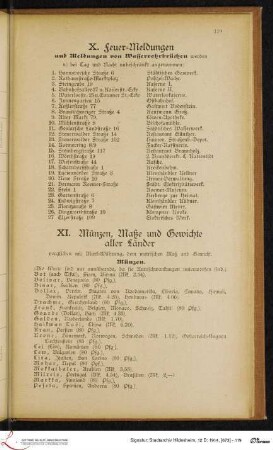X. Feuer-Meldungen und Meldungen von Wasserrohrbrüchen