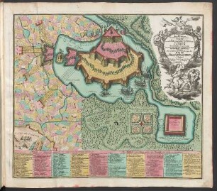 Representation Sÿmbolique et ingenieuse projettée en Siege et en Bombardement, comme il faut empecher prudemment les attaques de L'Amour : = Sÿmbolische Sinnreiche in einer Belagerung und Bombardierung entworffene Vorstellung wie man den anfällen und Versuchungen der Liebe Klug und tapffer zu begegnen