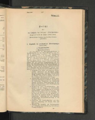 I. Ergebnisse der wirtschaftlichen Unternehmungen 1902/1903.