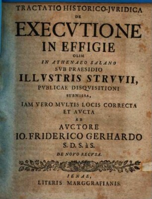 Tractatio Historico-Jvridica De Execvtione In Effigie