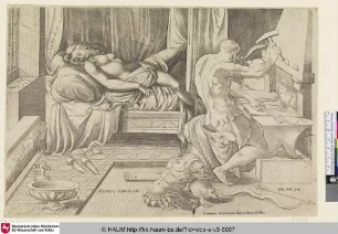 [Venus asleep as Vulcan works at his forge; Schlafende Venus und Vulkan, der an seiner Schmiede arbeitet]