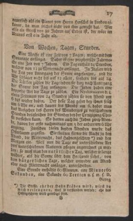Von Wochen, Tagen, Stunden