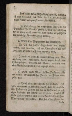 2. Natürliche Anzeigungen des Aderlasses.