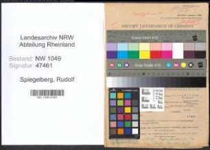 Entnazifizierung Rudolf Spiegelberg , geb. 10.12.1918 (Kaufmann)