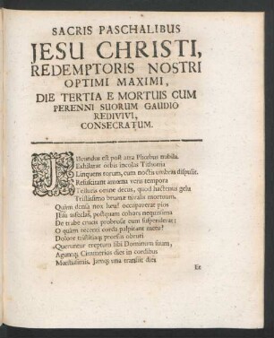 Sacris Paschalibus Jesu Christi, Redemptoris Nostri ...
