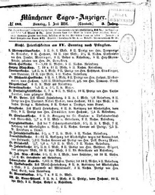 Münchener Tages-Anzeiger : altes Fremdenblatt. 1854,7/12 = Jg. 3