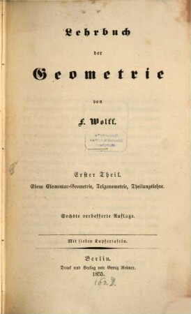 Lehrbuch der Geometrie. I