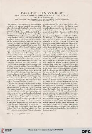 Das Ausstellungsjahr 1922: die Lebensäusserung eines besiegten Volkes