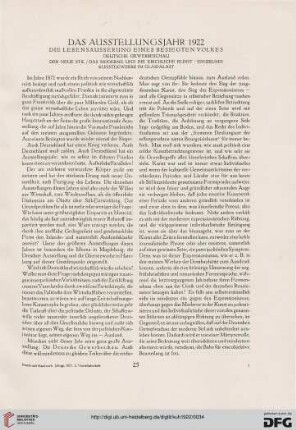 Das Ausstellungsjahr 1922: die Lebensäusserung eines besiegten Volkes