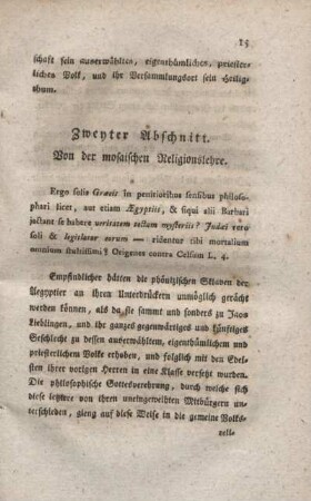 Zweyter Abschnitt. Von der mosaischen Religionslehre