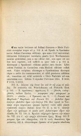 Variae lectiones ad Juliani Caesares e codicibus Parisinis enotatae