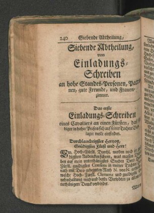 Siebende Abtheilung, von Einladungs-Schreiben ...