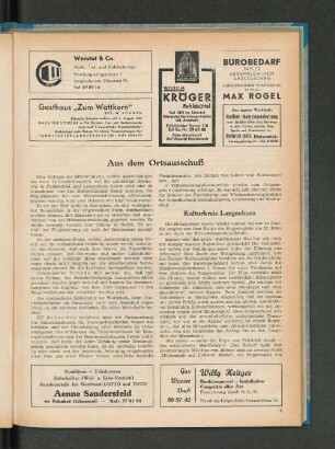 Aus dem Ortsausschuß