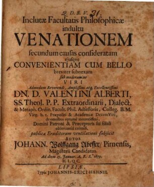 Venatio secundum causas considerata