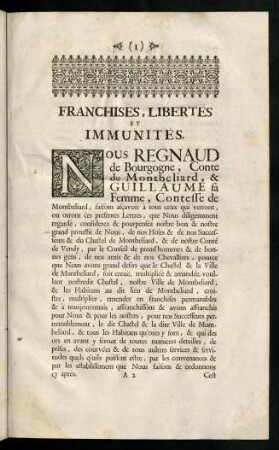 1-9, Franchisesl, Libertes Et Immunites