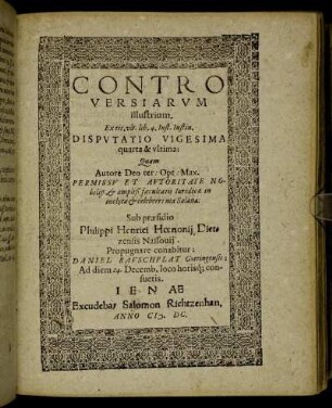 Disputatio Vigesima quarta & ultima