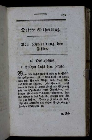 Dritte Abtheilung. Von Zubereitung der Fische.