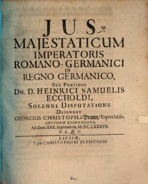 Jus Maiestaticum Imperatoris Romano-Germanici In Regno Germanico