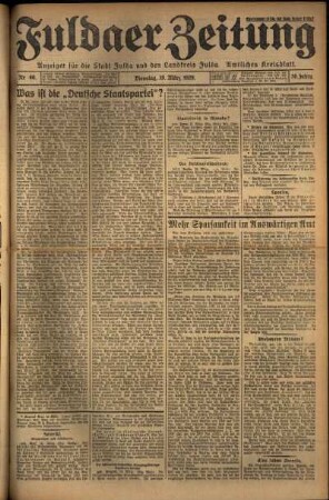 Ausgabe vom Dienstag, den 19. März 1929.