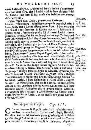 Del Regno de' Volsci. Cap. III.
