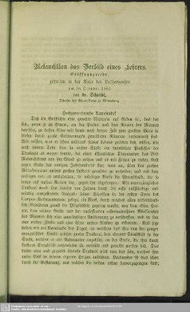 Melanchthon das Vorbild eines Lehrers : Eröffnungsrede, gehalten in der Aula des Lutherhauses am 30. October 1865