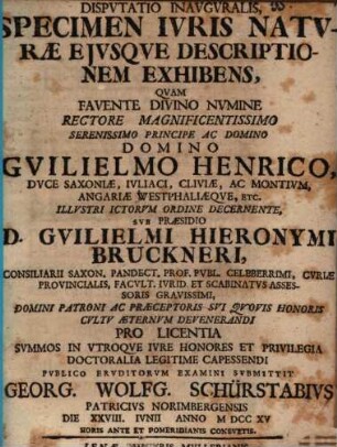 Dispvtatio Inavgvralis, Specimen Ivris Natvrae Ejvsque Descriptionem Exhibens