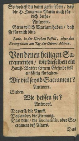 Von denen heiligen Sacramenten ...