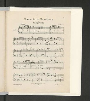 Concerto in Re minore di Guiseppe Tartini. [Pianoforte.]