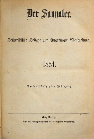 Der Sammler, 53. 1884