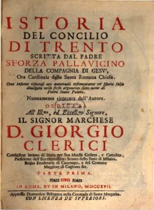Istoria Del Concilio Di Trento, 1