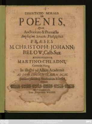 Dissertatio Moralis De Poenis