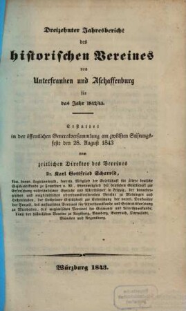 Jahresbericht. 1842/43 (1843) = Jg. 13