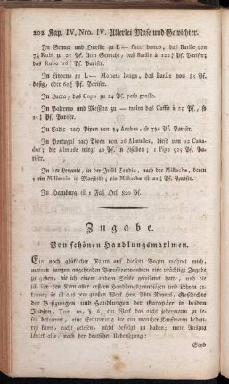 Zugabe. Von schönen Handlungsmaximen.