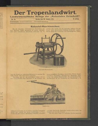 Nr. 23. Berlin, den 23. August 1912. 1. Jahrgang.