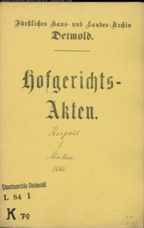 Kespohl, Bartold gegen Hermann Müller - Schuldforderung