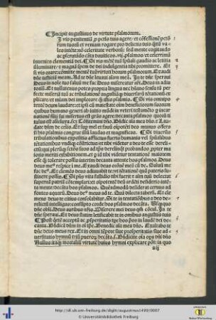 Augustinus de virtute psalmorum.