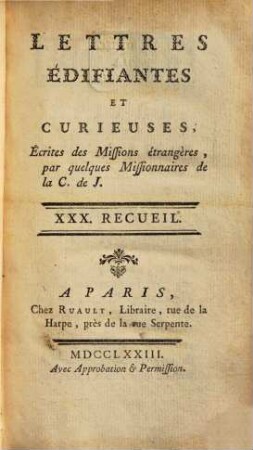 Lettres Édifiantes Et Curieuses : Écrites Des Missions Étrangères, 30