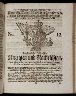 No. 12. Montags, den 24ten Martii, 1755.