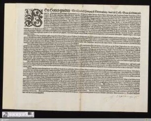 Von Gottes gnaden, Wir Christoff Hertzog zu Württemberg ... Embieten ... Vnsern günstigen Gruß ... : Geben zu Stutgarten ... am sechtzehenden tag des Monats Januarij, Anno Domini ... Tausent fünffhundert vnd im vierundsechtzigisten