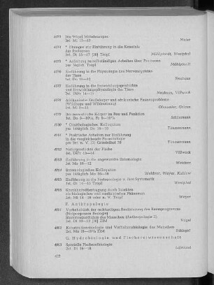 G. Hydrobiologie und Fischereiwissenschaft