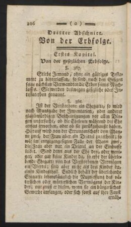 Dritter Abschnitt. Von der Erbfolge.