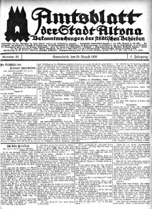 Nummer 35 : Sonnabend, den 28. August 1926